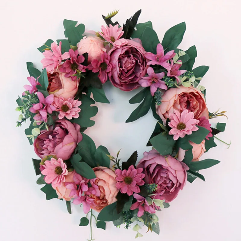 

Artificial Lavender Flower Wreath Peony Flower Garlands for Door Hanging Wall Window Party Decoration Wedding