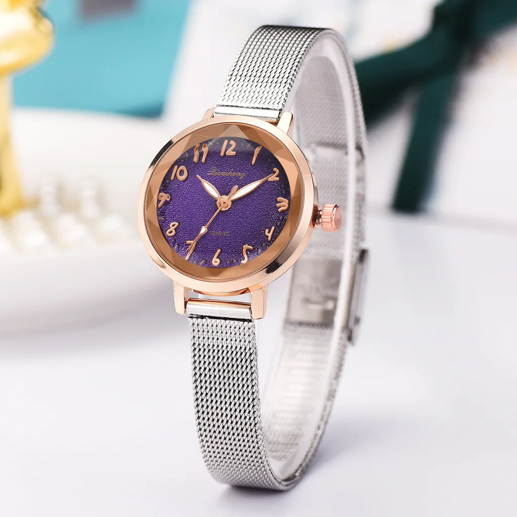 Женские матовые часы orologio donna стильные и простые цифровые с серебряной сеткой