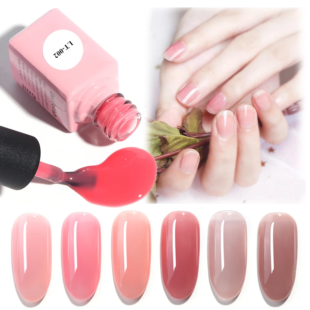 1pcs Translucent Nail Gel Polish Red Hybrid Top Coat Transparent Base Coat Soak Off Lacquer Nail Art Varnish Manicure 1