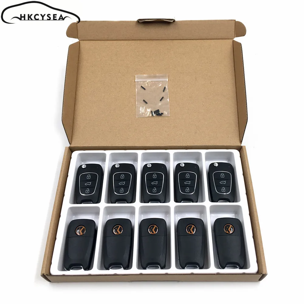 

HKCYSEA 10pcs/lot 3 Button Remote Key for Hyundai Style English Language for Xhorse VVDI Key Tool