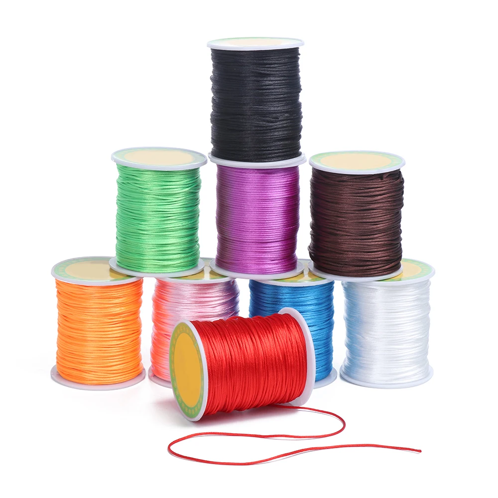 

New Colorful 80 Meters Satin Silk Rope Nylon Cord For Baby Teether Accessories Teething Necklace Rattail Cord DIY Tool 1.5mm