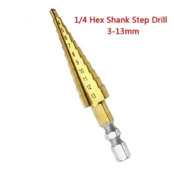 

3-13mm Titanium coated stepped drill Power Tools Hex handle ladder drill durable Suitable for deburring 30dB for metal drills