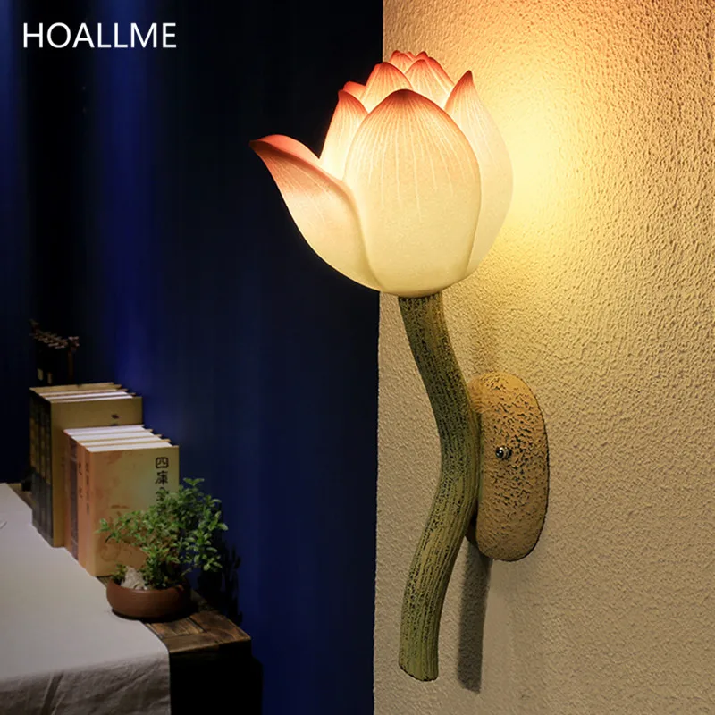 Chinese Wall Lamp Lotus Flower Wall Light Restaurant Stairways Sconces Living Room Bedroom ...
