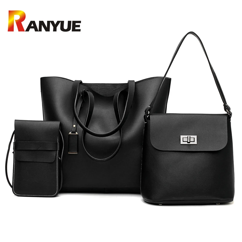 Ranyue большой Ёмкость Для женщин сумка 4 set/pcs из искусственной кожи Сумки прочный