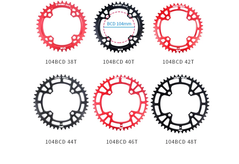 Пройти квест узкий широкий Звездочка 104BCD MTB горный велосипед велосипедный спорт 32 т 36 40 42 46 48 шатуны зуб части пластины