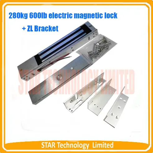 

280kg 600lb electric magnetic lock  Holding Force + ZL Bracket for Access Control System Lock Hold Bracket for metal wooden door
