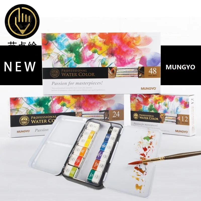 Günstige MUNGYO Professionelle aquarell farben MWPH serie 12 24 48 farben pigment pan typ eisen verpackung kunst zeichnung malen