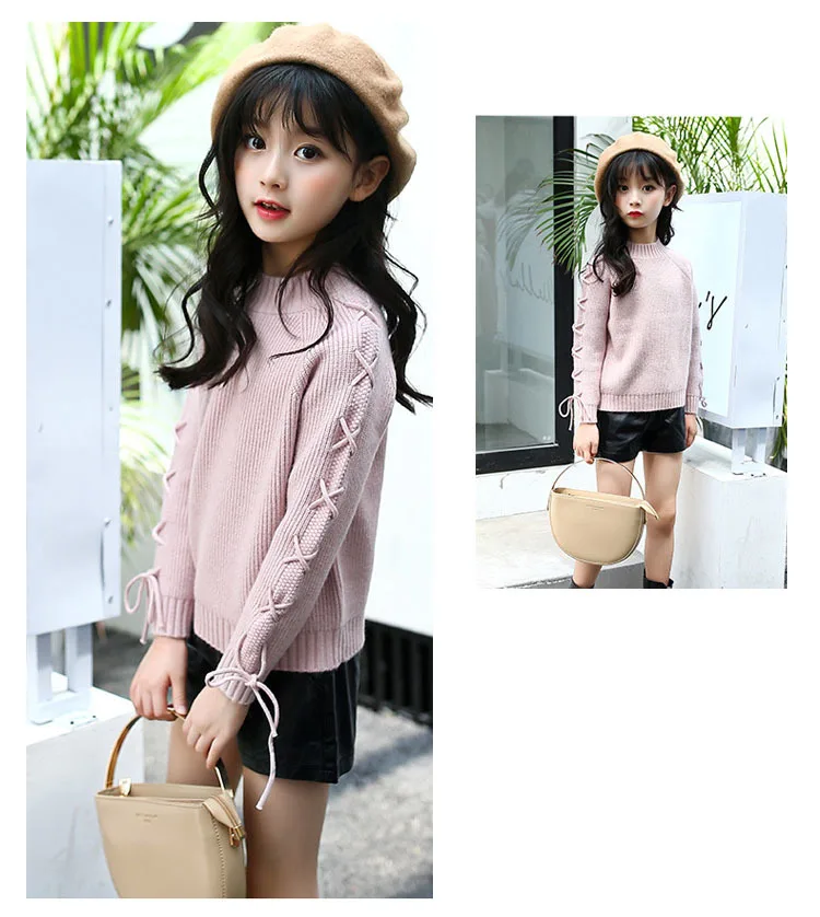 knitted big girls sweaters winter 2017 autumn knit sweaters for girls' school clothing solid pink brown long sleeve tops 5 6 7 8 9 10 11 12 13 14 15 16 years little big teenage girls  sweaters for children girls sweaters  (1)