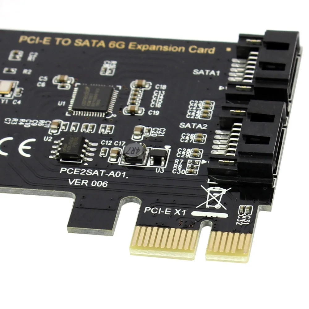 PCI-E адаптер карта PCI Express X16 к SATA3.0 7Pin 2 порта SATA III 6G контроллер расширения адаптер карта для ПК настольный WIN7/8