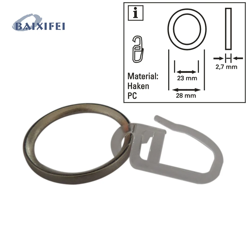 50 шт D28mm кольцо из цинкового сплава с крюком, карниз кольца для украшения окна