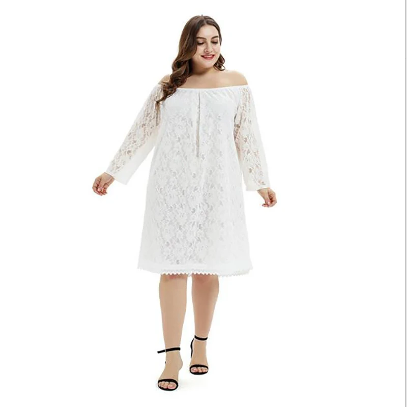 

Women's Dress Casual 3XL2019 White Black Large Size Women's Summer New Plus Fat Increase One Clothes Two Wear Lace Long Dress