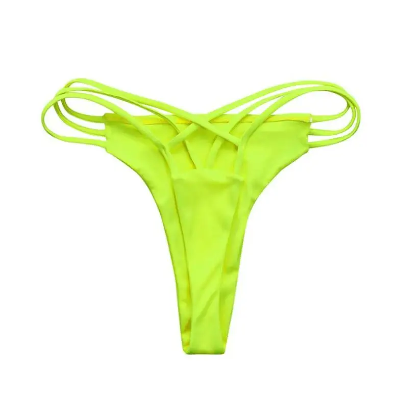 5 цветов, пляжная одежда, одноцветные сексуальные плавки, купальник, бикини, дерзкие стринги, v-образный вырез, крест, плавки, одежда для плавания, женское удобное бикини, 15 - Цвет: Fluorescent Yellow