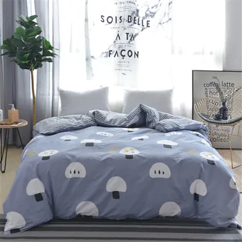 

Modern style Lovely Mushrooms Gray stripe100%Cotton Bedding Queen/US Twin/Double/RU Europe Bedlinens Duvet Cover home textile