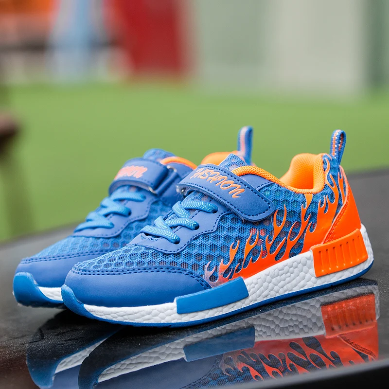 

Children Running Boys Shoes Blue Dark Blue School Boys Shoes Mesh Breathable Walking Sneakers Kids Boys Non-Slip Jogging Shoes