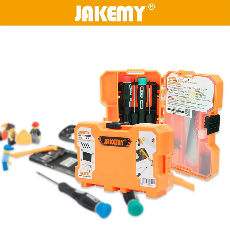 JAKEMY 18 in 1 Repair Tools Kit Roller Opening Pry Spudger Tools Screwdriver Set for Cellphone IPad Tablet Repairing Hand Tools