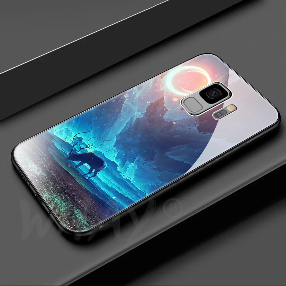 Tempered Glass For Samsung Galaxy S9 Plus Silicone Capa Luxury Patterned Back Case For Samsung S9 Plus S9Plus Note 8 Note8 Cover (10)