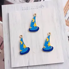 100pcs Magic Hat charms 14*26mm diy jewelry alloy gold color enamel Wizard Cap charms pendant for bracelet CH0217
