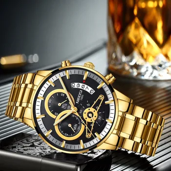 

NIBOSI Fashion Men Watch Men Automatic Mechanical Wrist Wristwatch Stainless Steel Male Clock