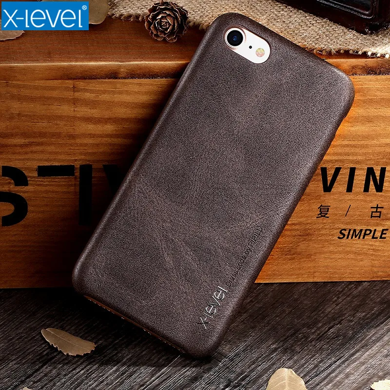 

For iPhone 8 Plus Case X-Level Vintage Leather Ultra thin Retro Back Cover Coque For iPhone 7 Plus Fundas Capinha capa