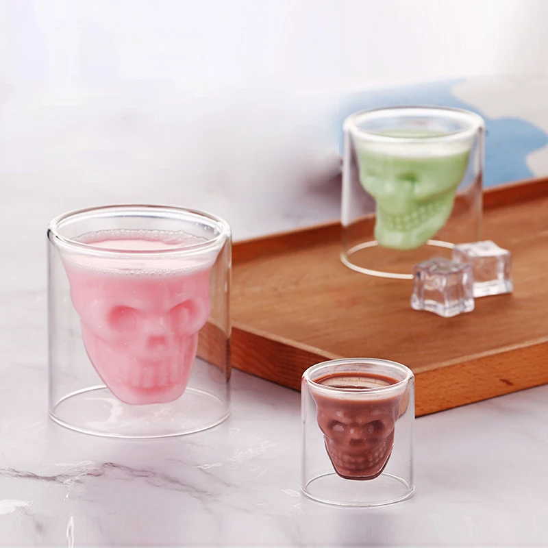 

Creative 4 izes Designer Skull Head Shot Glass Mug Crystal Beer Whiskey Shot Cup Vodka Drinking Bar Club Beer Wine Glass Bottle