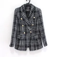 Взрывные с женский пиджак Ремень Плетеный твидовый костюм воротник шерстяное пальто