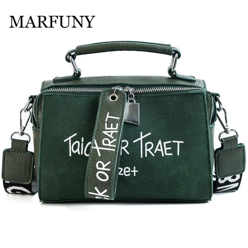 

High Quality PU Leather Women Buckets Bags Letter Shoulder Bags Wide Strap Scrub Leather Handbags Patchwork Women Tote Bags Sac