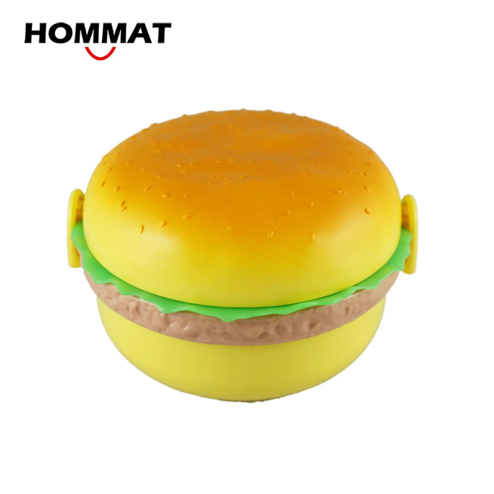 Hamburger Burger Shape Round Japanese Bento Lunch Boxs for Kids Food Containers Sushi Set Lunchbox Plastic Food Box Novelty(China (Mainland))
