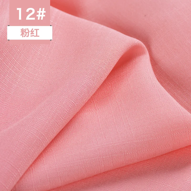 Плотная ткань из бамбукового волокна, хлопок, лен, одежда для самостоятельного шитья, ткань для дивана, платье, футболка, одноцветная китайская ветровая ткань 50*150 см - Цвет: Розовый