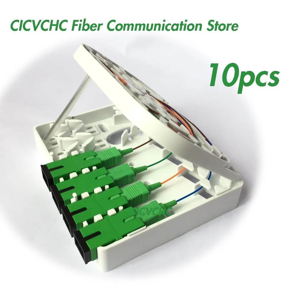 

10pcs FTTH Desktop Terminal Box with 4 xSC/APC Pigtail Single mode Fiber/ Fiber Optic Distribution Box