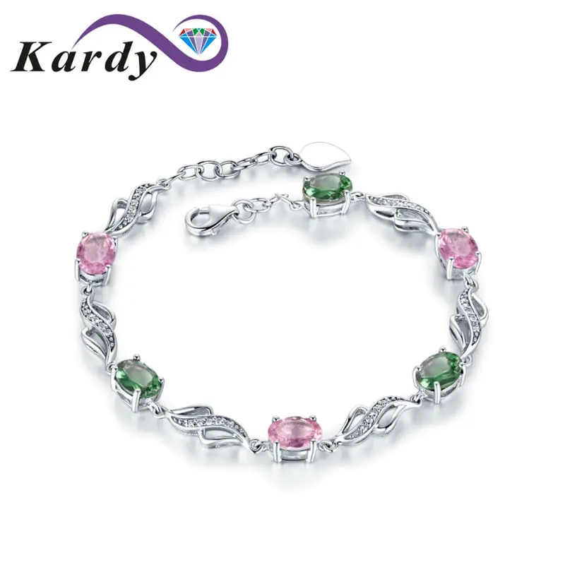 

Amazing Natural Tourmaline Gemstone 14K White Gold Diamond Wedding Dating Daily Wear Bracelet Bangle hermes for Women