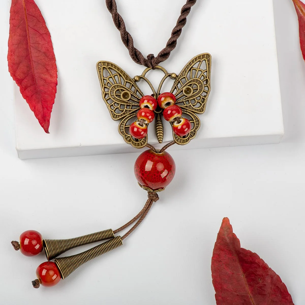 Butterflay керамические бусы ожерелья ручной работы модные ювелирные изделия специальный кулон# GY367