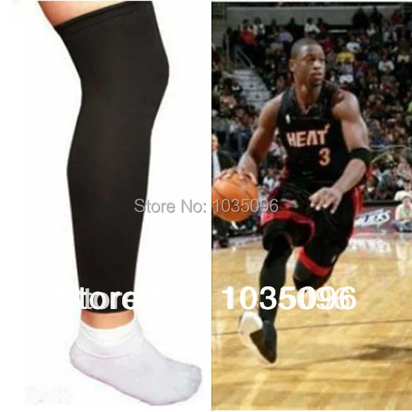 Free shipping 2pcs/set Black Basketball Sport Compression Calf Stretch Brace Thigh Protect Leg