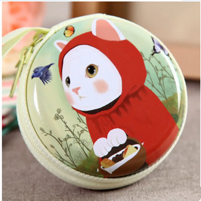 

2016 Headphone Bag Christmas gift Cartoon Wallet Women Mini Coin Bag Cute Cartoon Cat Short Wallet Small Purse Carteras mujer