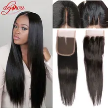 Peruvian Virgin Hair Straight Closure 7A 4”x4” Swiss Lace Top Peruvian Closure Bleached Knots 100% Human Hair Lace Closure