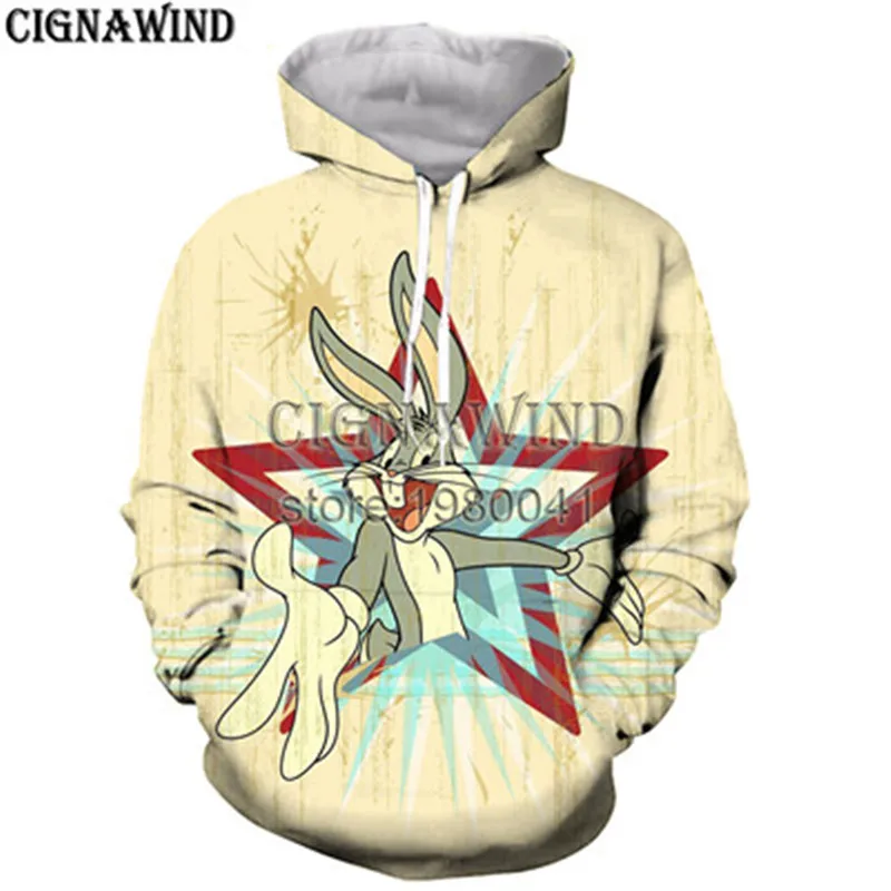 

New funny Cartoon Bugs Bunny hoodies men women sweatshirts printed 3d hoodie hip hop pullover hooded casual streetwear tops