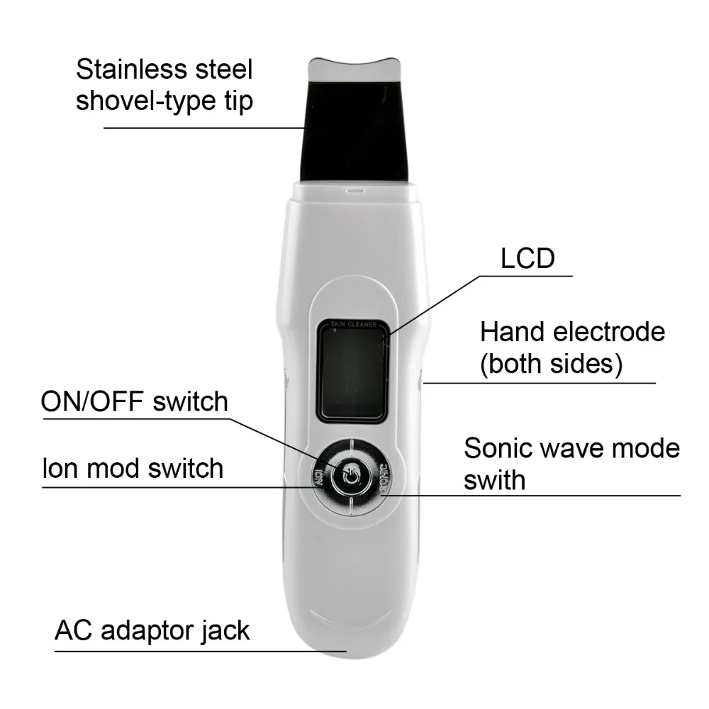 Глубоко ультразвуковая поверхность очищающее устройство для кожи удаление акне чёрных точек устройство пилинг Лопата отшелушиватель пор очищающее средство для лица машина