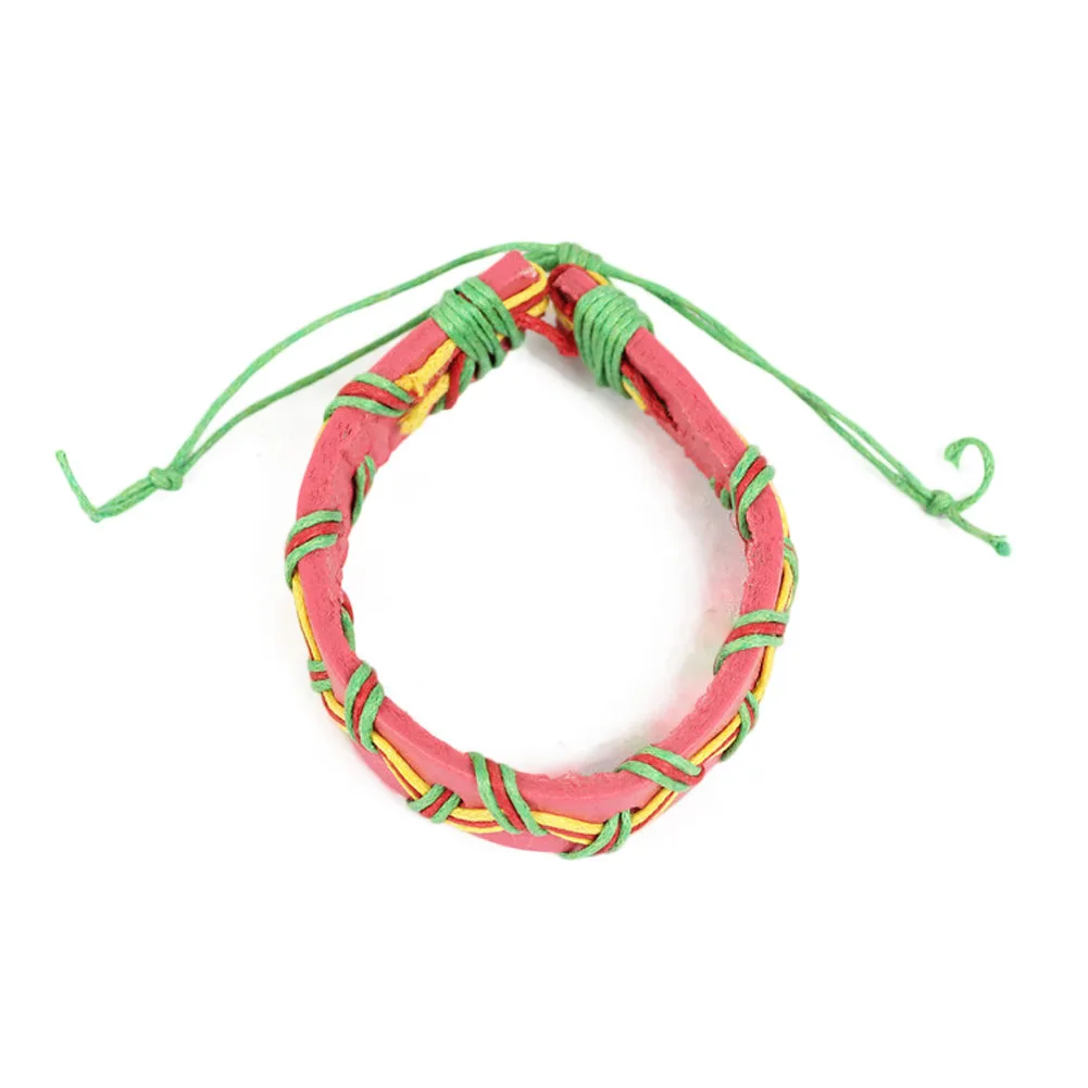 Wholesale Fashion waxed cords braided hemp rope woven hand made friendship bracelets pinkin