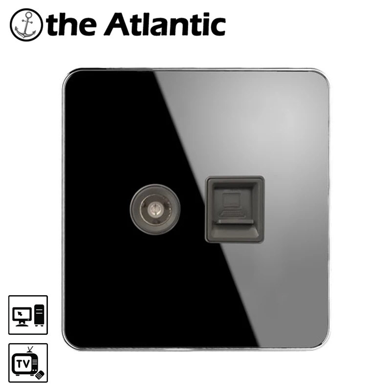 

Atlantic Brand RJ45 Internet Socket Luxury Wall Network Outlet With TV Jack Acrylic Crystal Mirror Panel