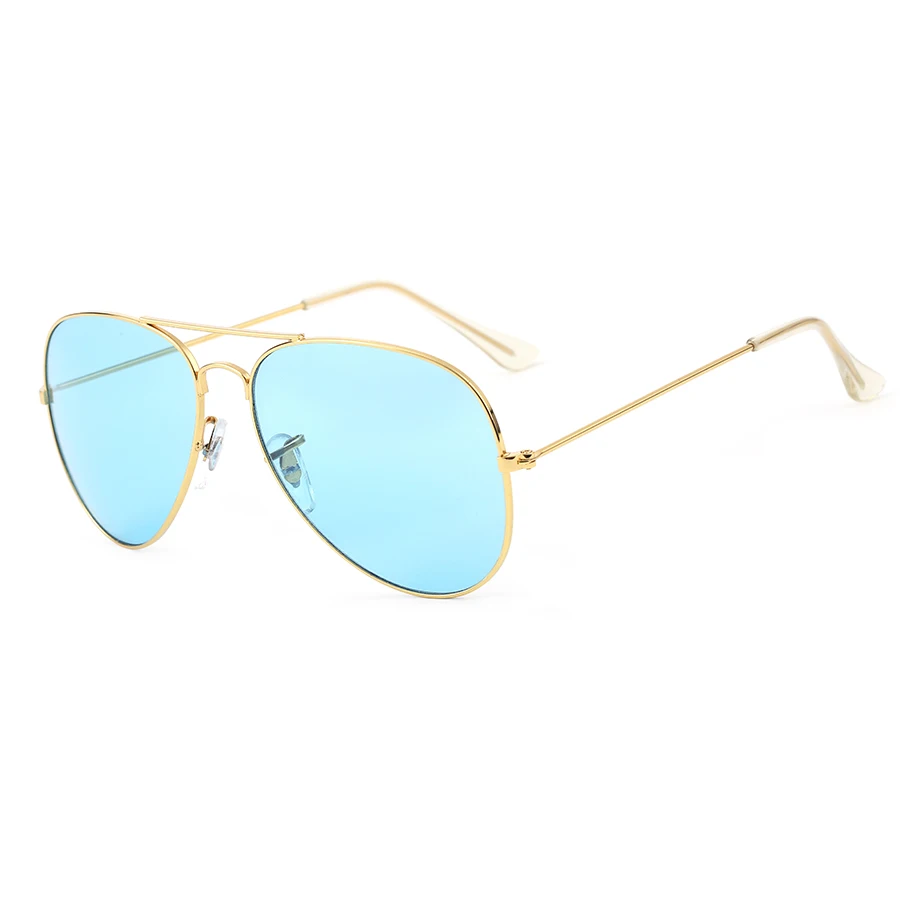 ROYAL GIRL, брендовые дизайнерские женские солнцезащитные очки, пилот, солнцезащитные очки, морские градиентные оттенки, мужские Модные очки ss065 - Цвет линз: H10 gold bule