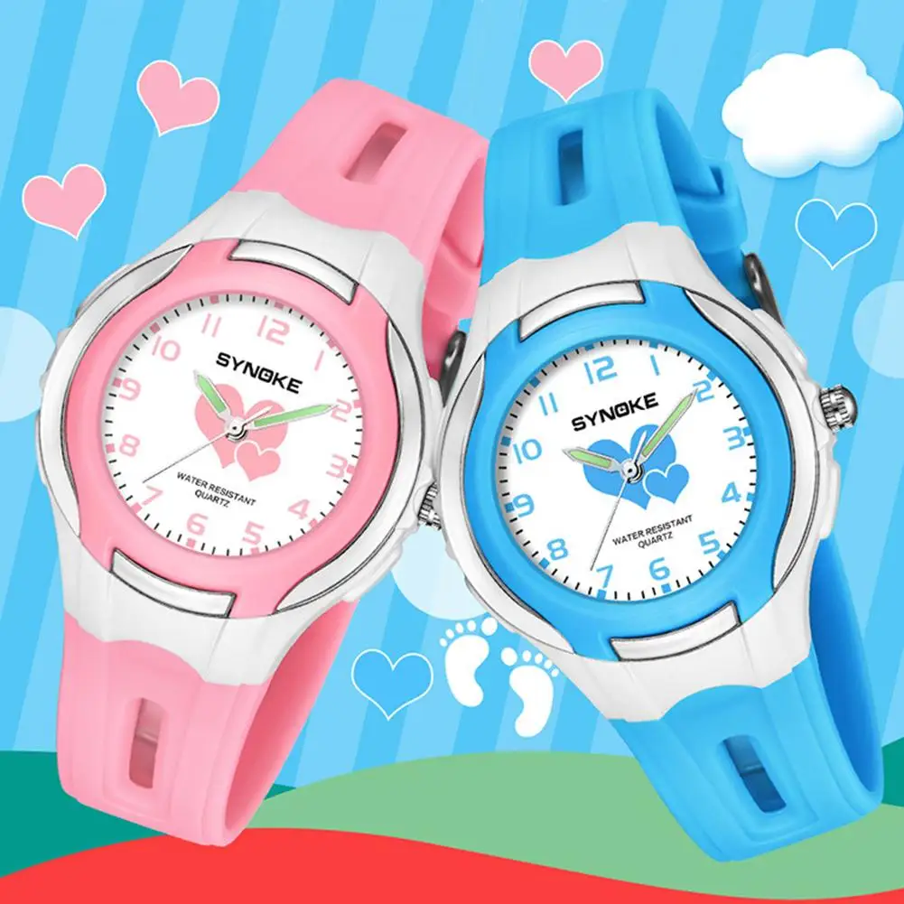 

Kids Boys Girls Waterproof Sports Round Dial Heart Quartz Analog Wrist Watch