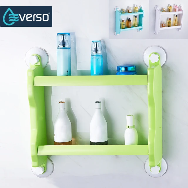 Everso 2 Layer Bathroom Shelf Strong Suction Cup Rack Organizer Everso 2 Layer Bathroom Shelf Strong Suction Cup Rack Organizer Storage Shower Wall