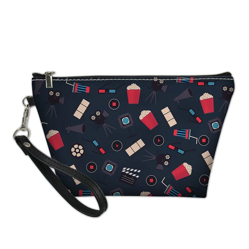 

THIKIN 3D Custom Necessaire Feminina High Capacity Makeup Bag Popcorn Cinema Printing for Ladies Multicolor Toiletry Bag Travel