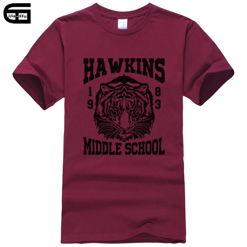 Летние Стильные футболки для мужчин Hawkins Middle School Tiger 1983, футболка с принтом, Повседневная футболка из хлопка T234