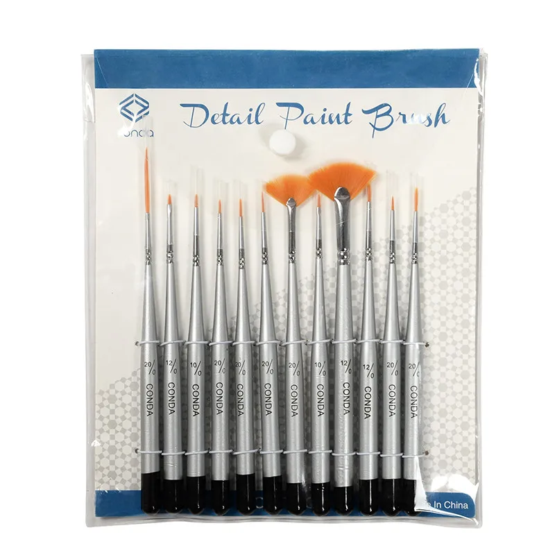 CONDA 12pcs Fine Detail Paint Brush Set Miniature Brushes for Detailing