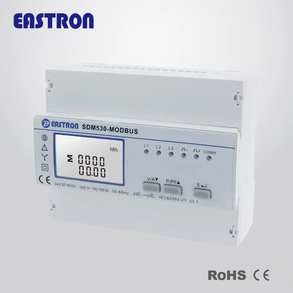 SDM530 Modbus трехфазный четырехпроводной измеритель энергии на Din рейке с DO RS485 RTU и