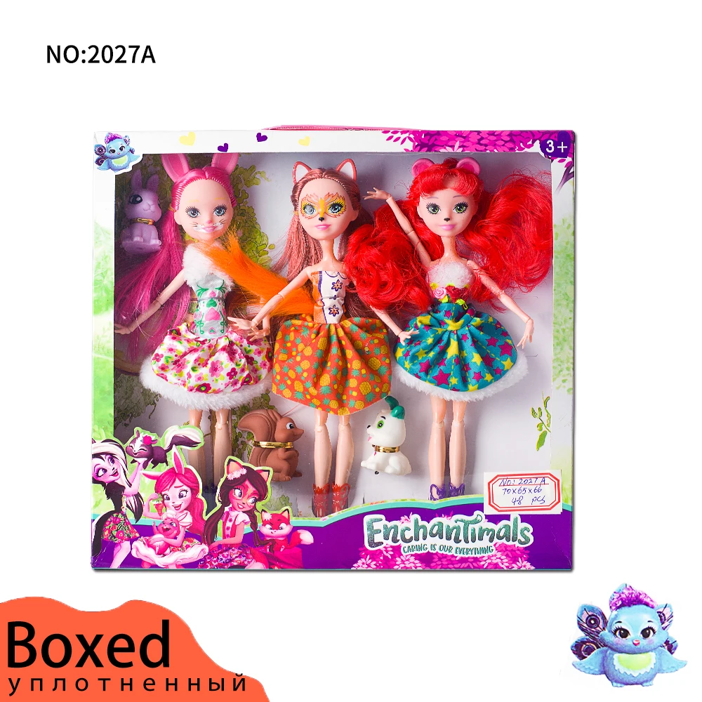 Kopen 3 pcs Gewrichten Enchantimals pop speelgoed voor meisje Limited collection Anime Model poupee pop voor Meisjes Geschenken 27 cm
