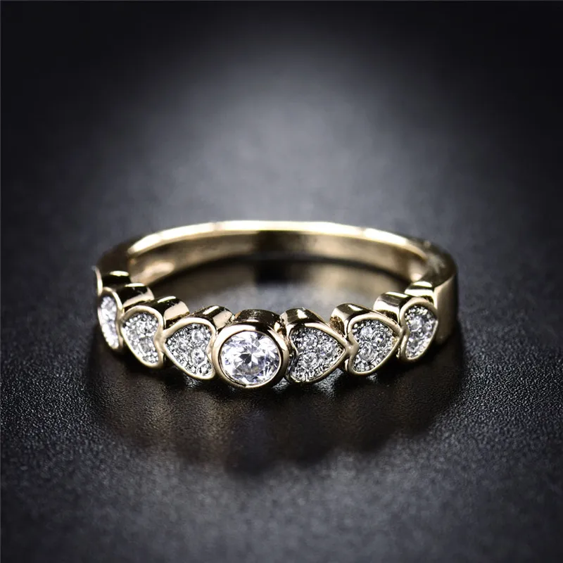 BUDONG модное кольцо в форме сердца, подарок на День святого Валентина для женщин, Золотое кольцо с кристаллами, кубическим цирконием, ювелирные изделия для помолвки xuR239