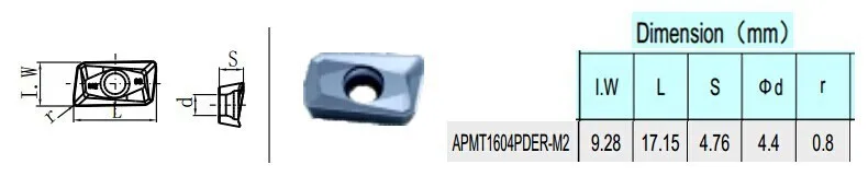 APMT1604 PDER M2 10 шт./лот AHNO CNC Solide Карбид Индексируемые фрезерные Вставляет инструменты для лица Мельница BAP 400R и RAP75