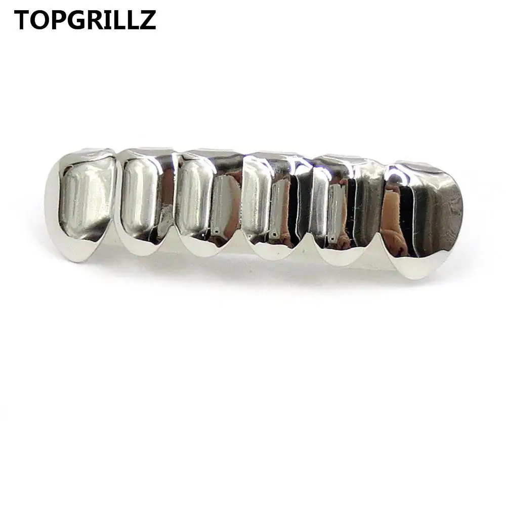 TOPGRILLZ позолоченные хип-хоп ЗУБЫ Grillz Top& Bootom Groll набор с силиконовыми зубами вампира лучший подарок на Рождество - Окраска металла: Silver Bottom