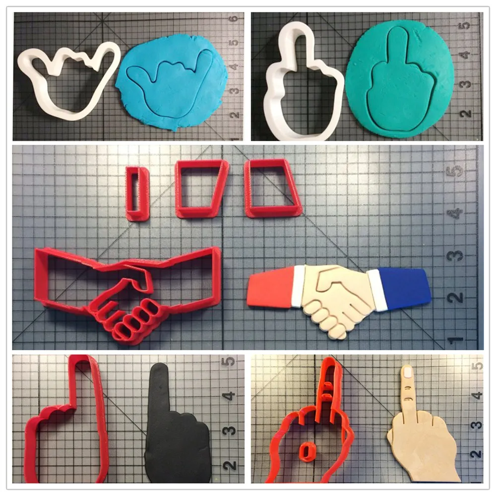 

Finger Gesture Series Fondant Cake Decorationg Tools 3D Printed Cookie Cutter Set